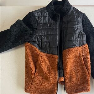 Black and Brown Sherpa Jacket